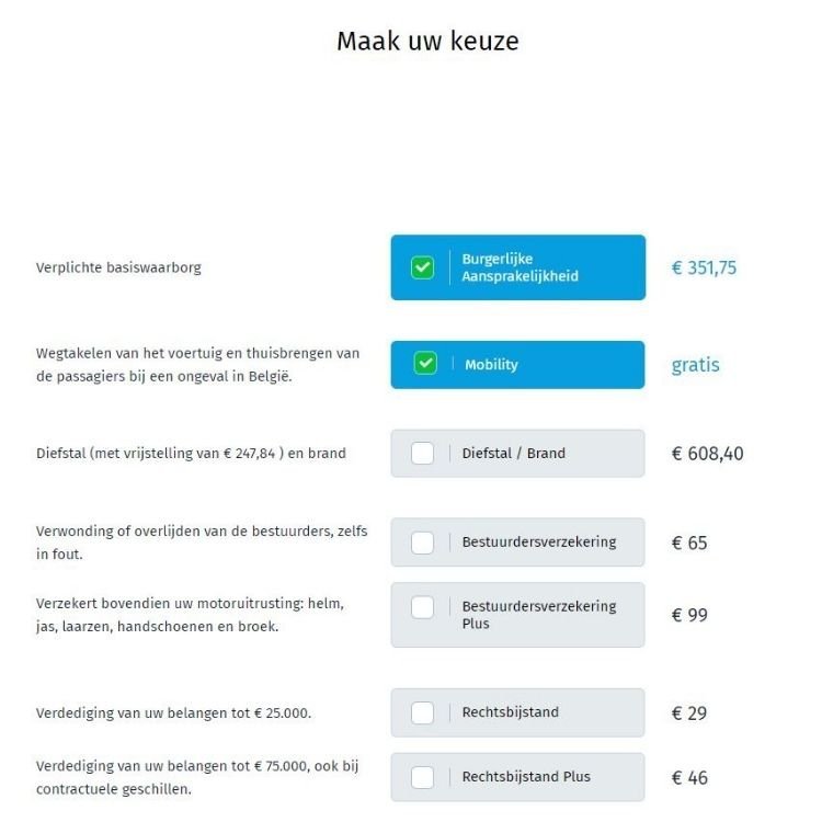 prijzen motorverzekeringen vergelijken